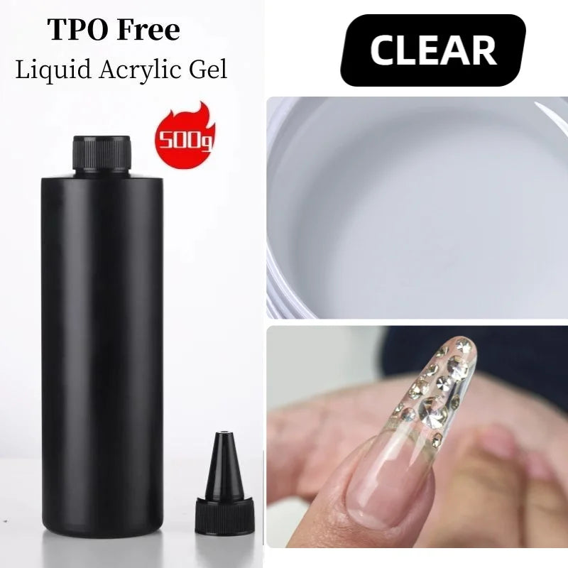 MSHARE 500g Liquid Acrylic Gel Acrygel TPO Hema Free Builder Nail Gel For Nails Extension Constuction Self Level Soak Off UV LED