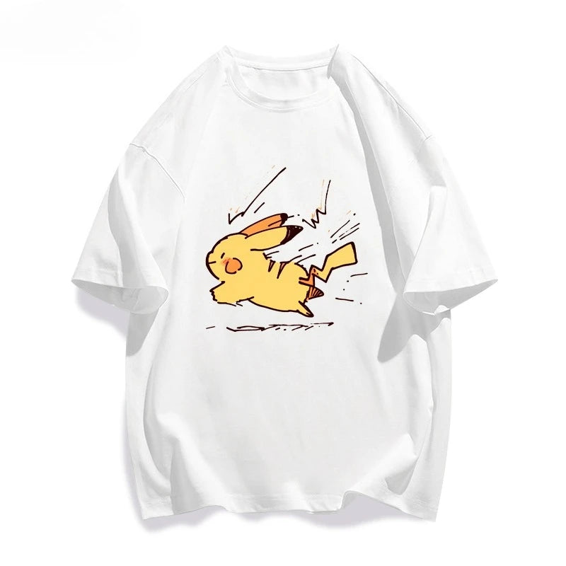 25 Summer Pokémon Anime Pikachu Brand 100%Pure Cotton Printed T-shirt Men Harajuku Casual Versatile Short-sleeved Y2k Loose