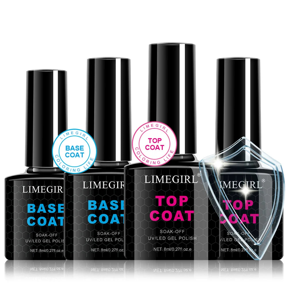 LIMEGIRL 8ml Gel Nail Polish Kit with UV Nail Lamp Electric Nail Drill UV Soaking Gel Base and Top Coat Gel Polish Nail Tool Kit