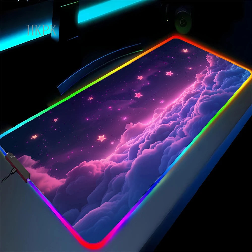 RGB Galaxy Milky Way Mouse Pad XXL 90X40 Carpet PC Gamer Computer Keyboard Desk Mat Anti-slip Mousepad Gaming Led Backlight Mats