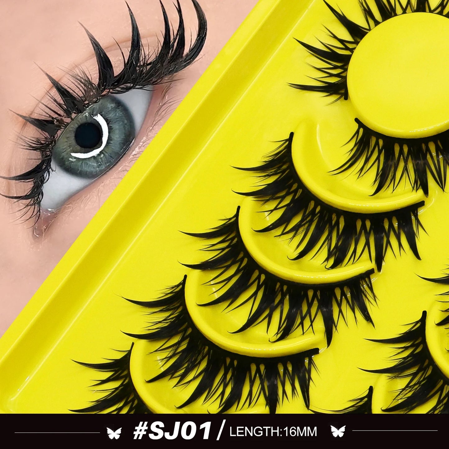 Lasvirey Cat Eye Lashes Manga Lashes Styles 3D Faux Mink Lashes Soft Cross Wispy Natural Winged End Eye Elongated Eyelash Makeup