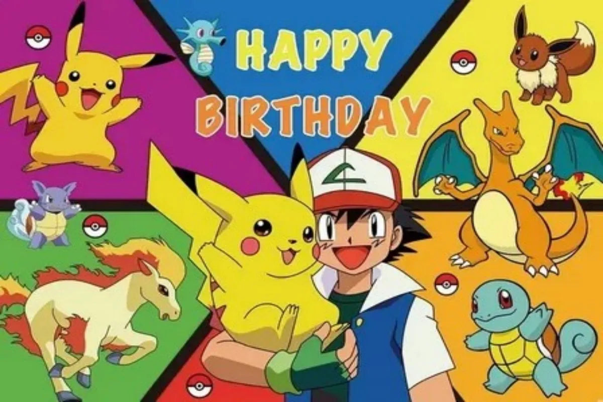 Pikachu Photography Backdrop For Kids Birthday Party Supplies Background Cake Table Decor Banner Room Decoration Poster
