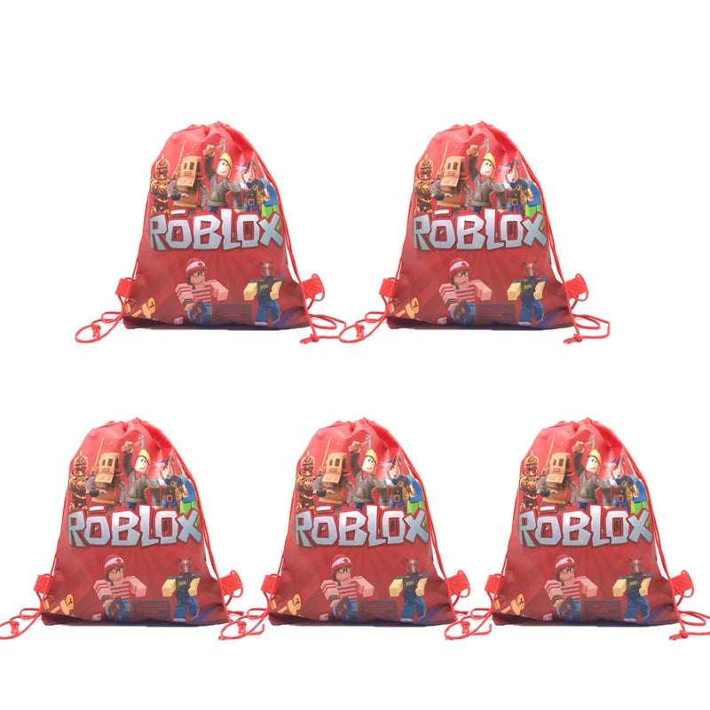 6/12/18/56PCS Roblox Nonwoven Drawstring Bag Roblox Game Party Decorations Kids Birthday Party Baby Shower Supplies Gift