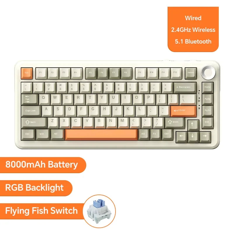 Ajazz AK820/AK820Pro Gaming Mechanical Keyboard Bluetooth 5.1/Wireless/wired Custom Keyboard With Heat Exchange Sealed Button