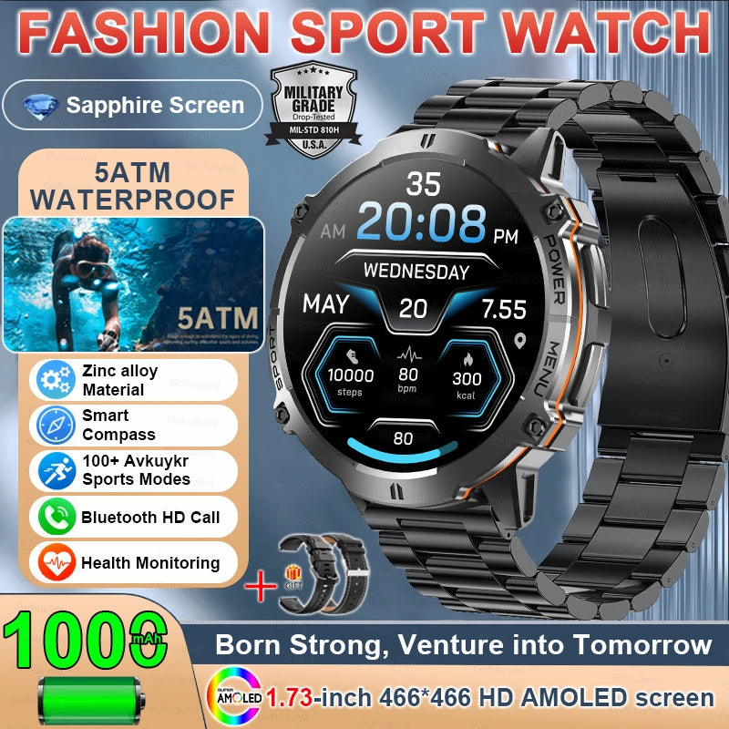TANK X3 Smartwatch – GPS, BT Call, Compass & 5ATM Waterproof