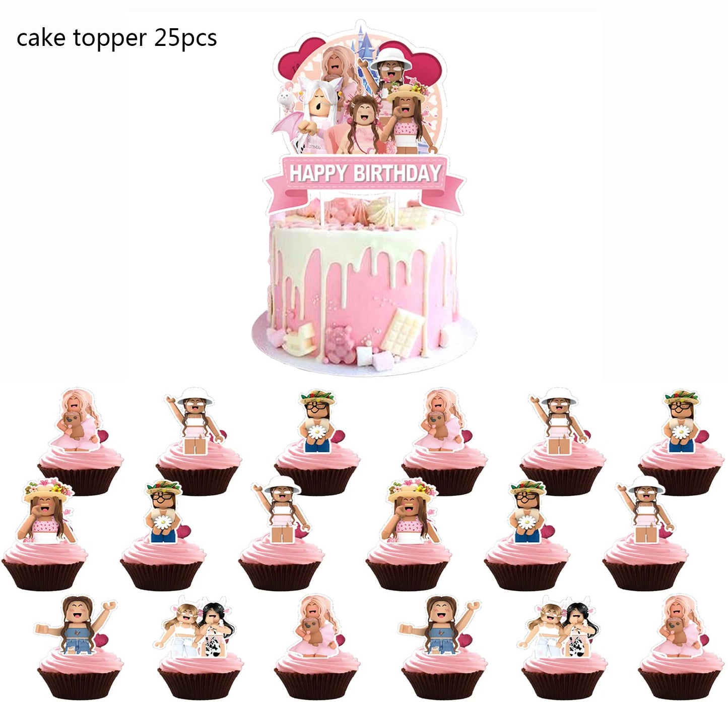 Roblox Cake Topper Party Set