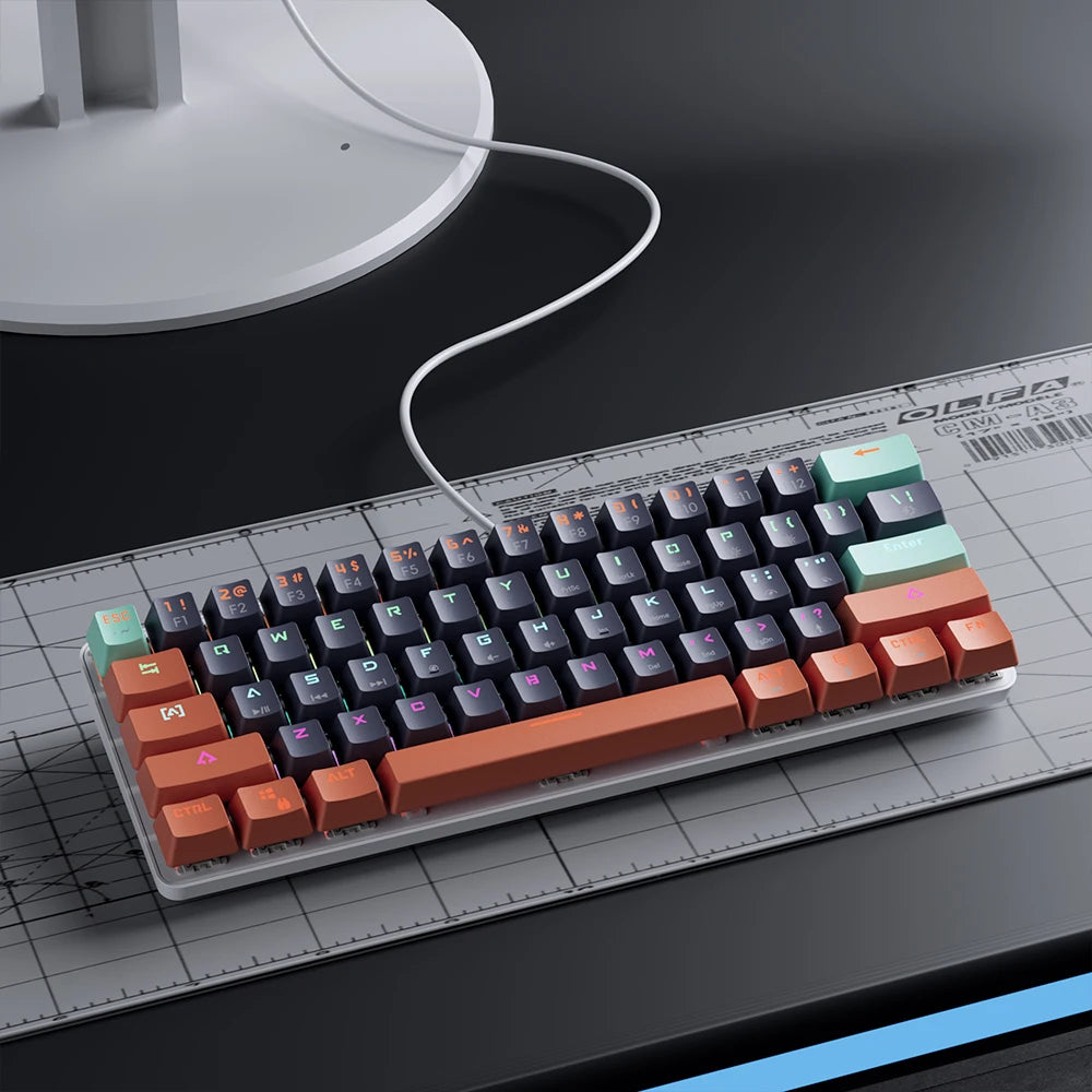 MUCAI 61 key USB hot swappable wired e-sports mechanical keyboard LED backlit axis gaming mechanical keyboard desktop red axis