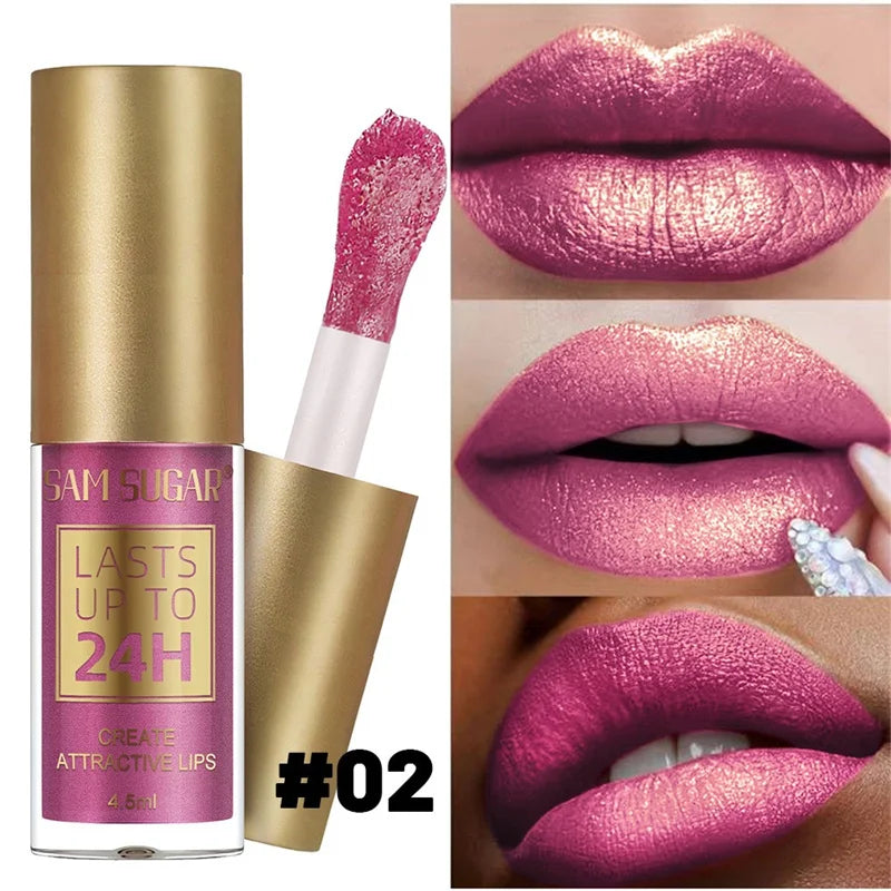 6 Colors Waterproof Nude Pink Glitter Lipstick Makeup Long Lasting Velve Red Sexy Shimmer Lipsticks Cosmetics Beauty