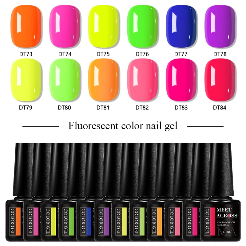 7ml Fluorescent Gel Nail Polish Ultra Bright Colors Spring Summer Nail Salon Supplies UV LED Long-Lasting Varnish DIY Manicure