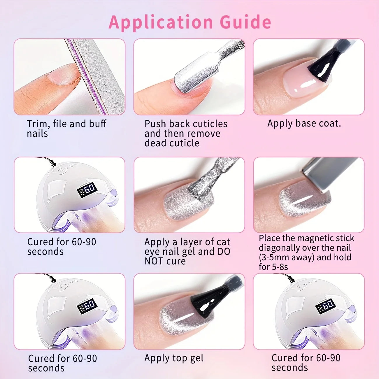 Cat Eye Gel Nail Polish Set - 6 Colors 0.26oz Summer Chameleon Cat Eye Green Purple Mermaid Gel with Magnet Soak