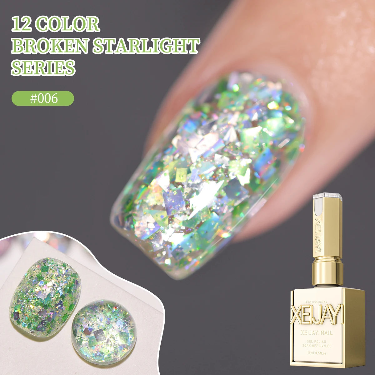 2025 new popular 12-color glittering diamond sequins nail gel, high saturation gloss long-lasting for nail art DIY