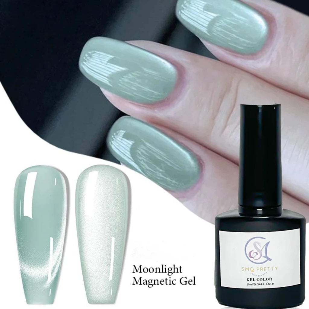 8ml Moonlight Cat Magnetic Nail Gel Polish Glitter Pink Silver Semi Permanent French Style Nail Art UV/LED Gel Varnish