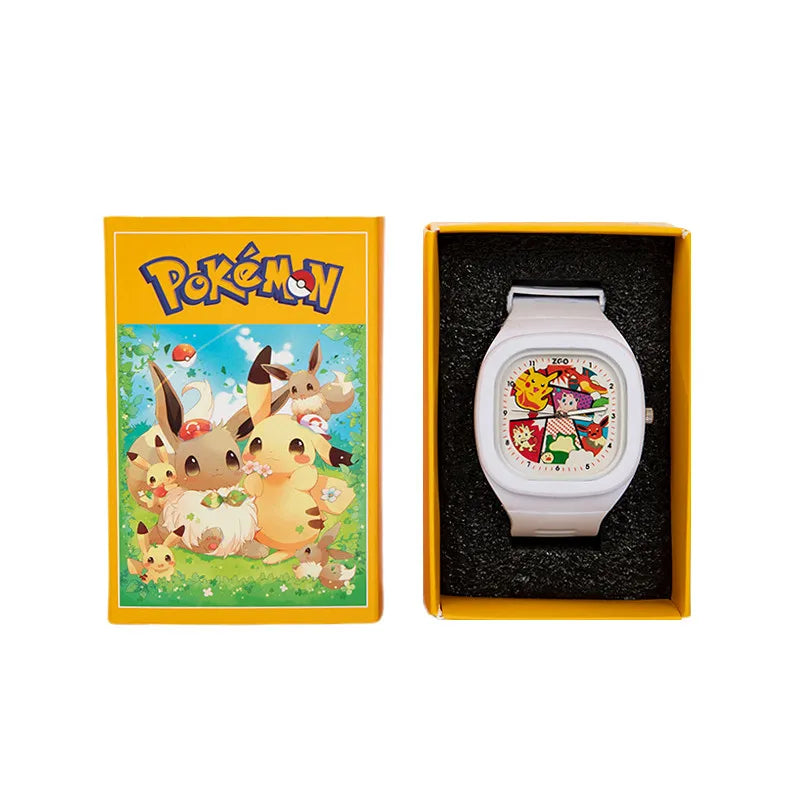 Pocket Monster Watch Anime Pikachu Cartoon Children's Quality Cute Square Watch Gift Box Series Children's Gifts