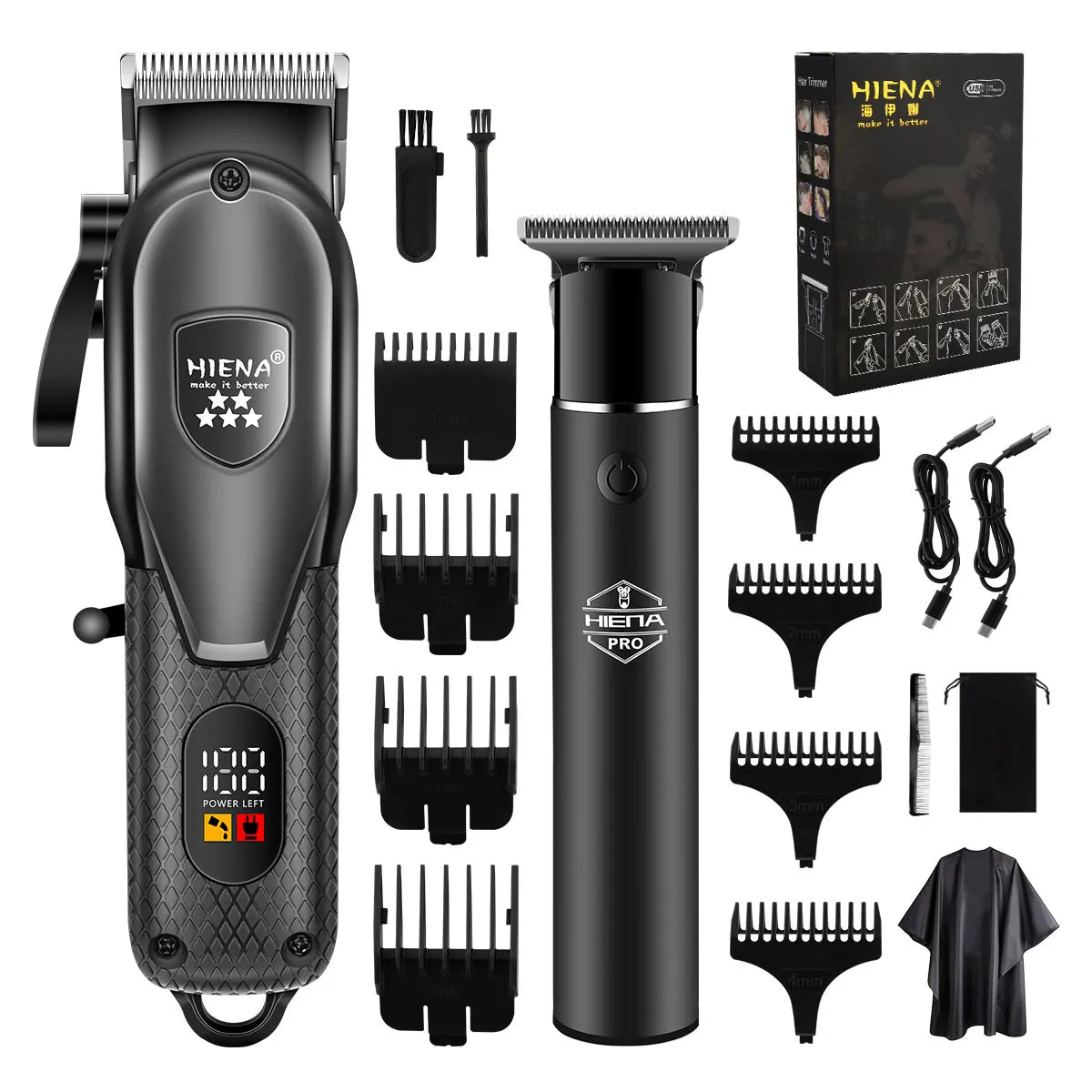 hiena Hair Clipper Kit for Men Electric Shaver Hair Trimmer Professional Cutting Machine Hair Trimmer with LCD Digital Display