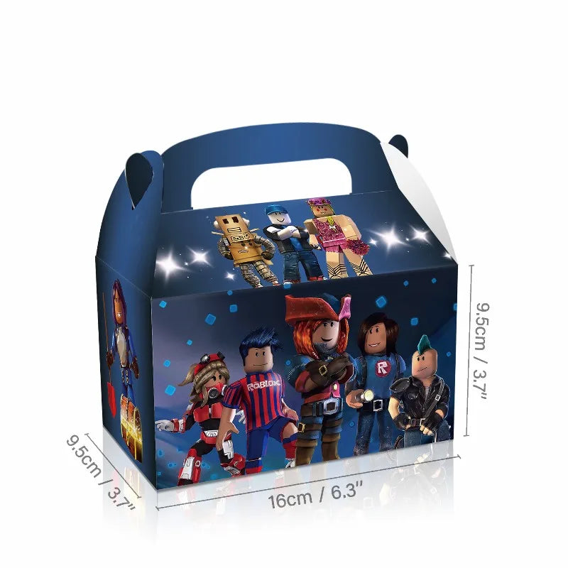 12Pcs/Set Roblox Theme Game Birthday Party Decoration Gift Boxes Anime Pattern Thanks Candy Gift Bag Kid Birthday Party Supplies