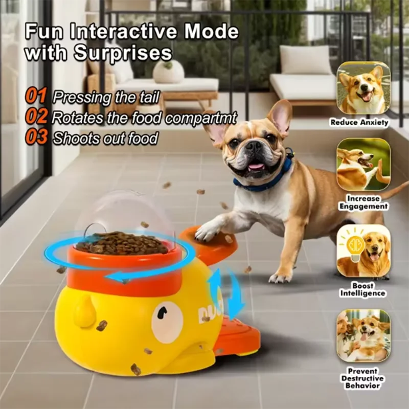 Yellow Duck-Shaped Interactive Cat Treat Dispenser Durable Plastic Training dogToy Puzzle Slow Feeder Dog Entertainment Toy