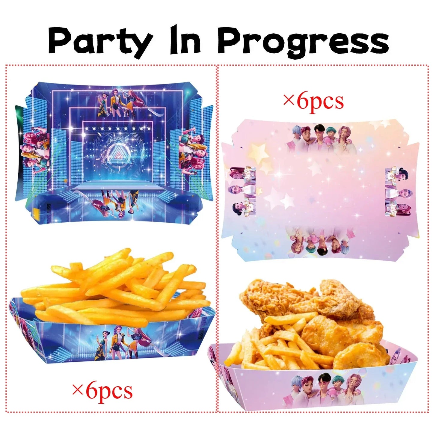 K-Pop Hunters "Idol Snack" Party Set: Candy Boxes, Popcorn Buckets & Food Trays