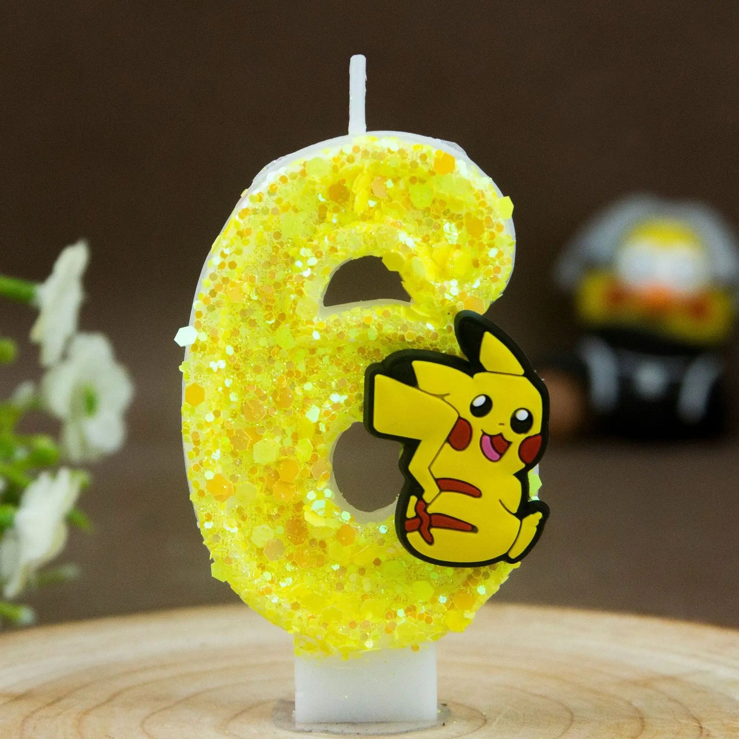 Birthday candle yellow Pikachu party cake decoration plug-in digital candle 0-9