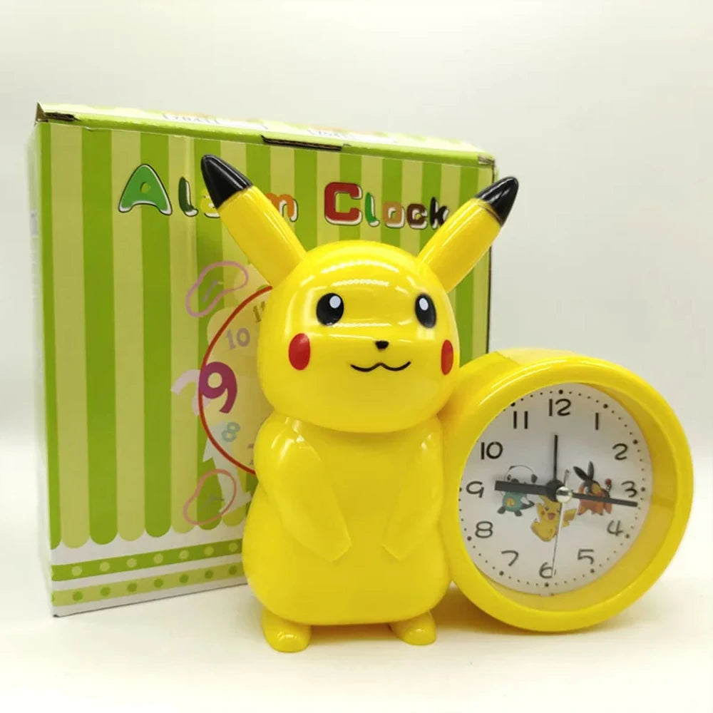 Anime Pokemon Pikachu Figures Clock Catoon Kawaii Model Action Decoration Toy Alarm Pointer Watch Student Gift
