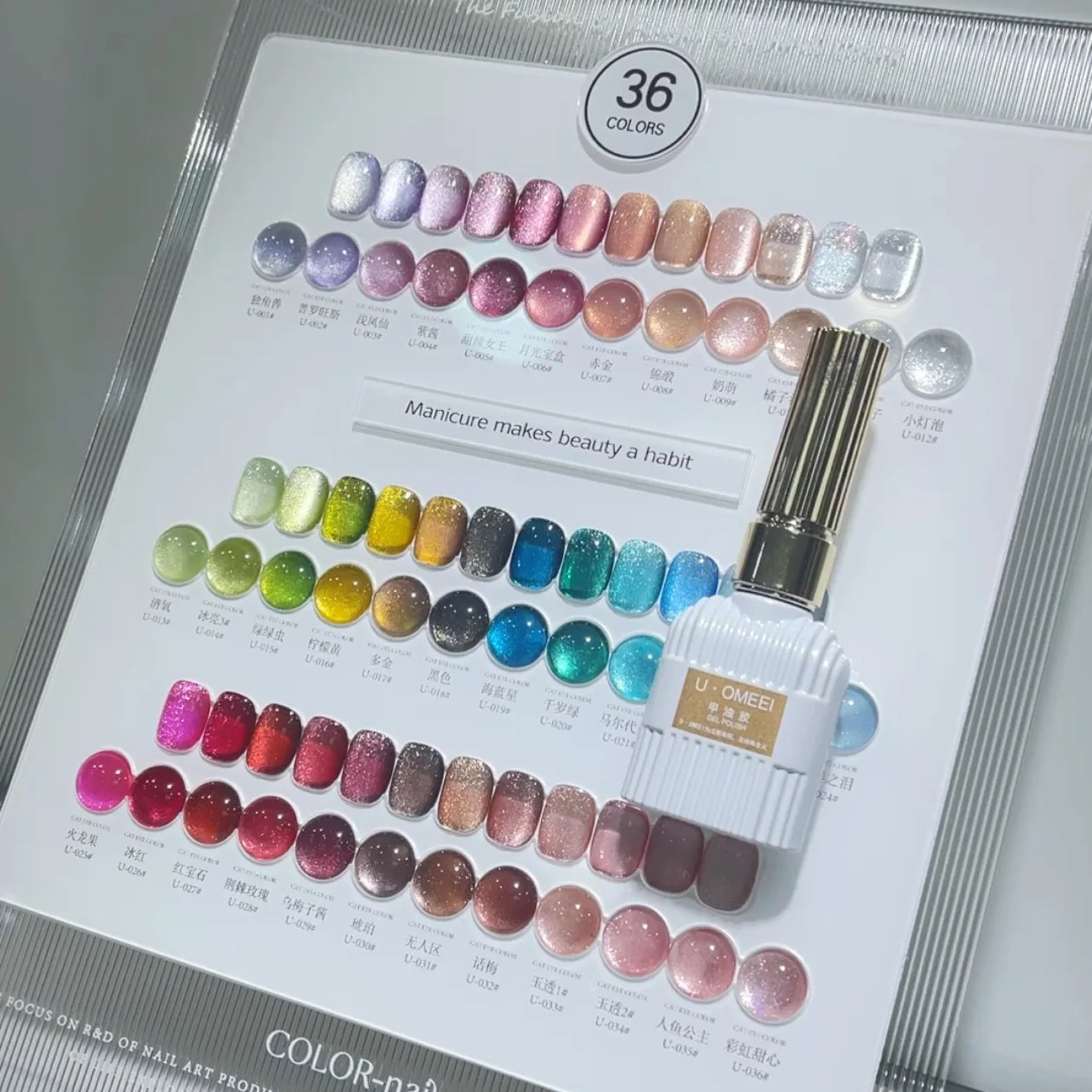 U·OMEEI 36color/set Gel Nails Polish 15ml Universal Crystal Cat Eye Semi Permanent Soak Off UV LED Magnetic Gel For Nail Salon