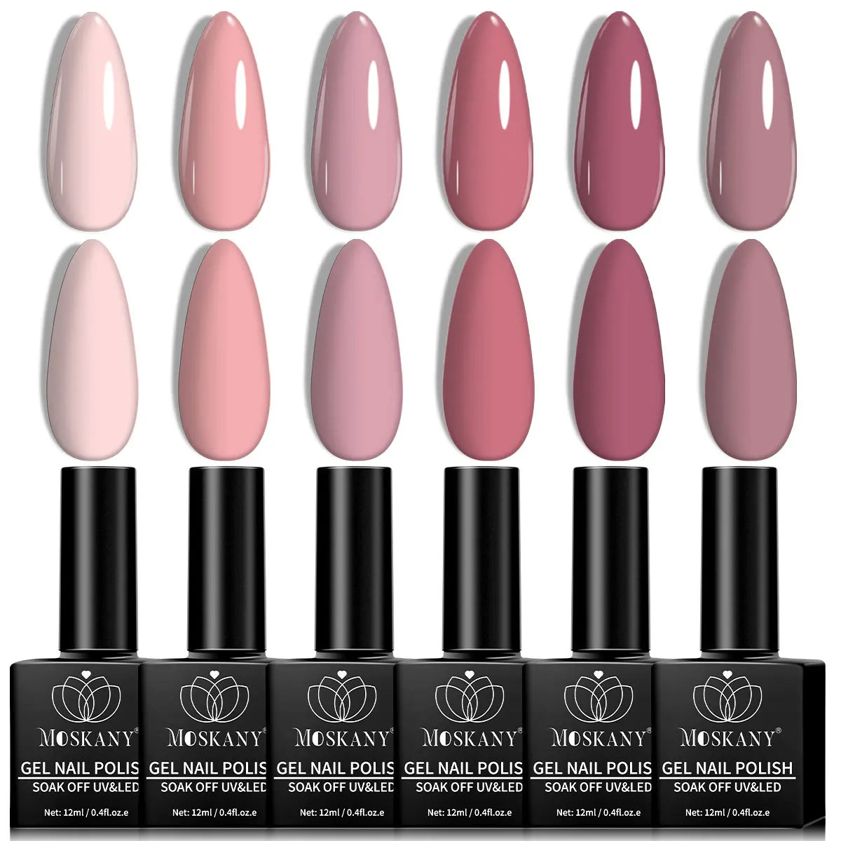 MOSKANY 12ML Nail UV Gel Polish Set Pink Red Manicure 6 Color Soak Off Semi Permanent UV Gel Polish Varnish Kit Nails Supplies