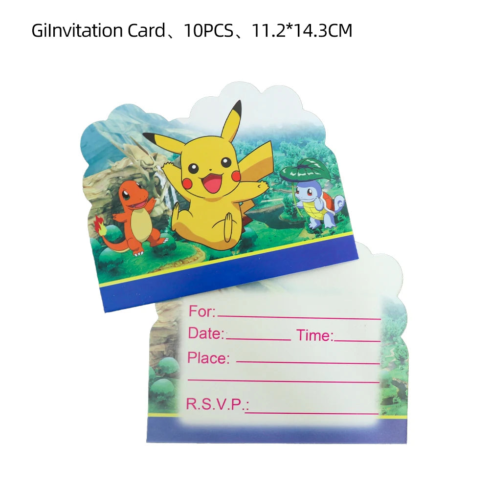 New pokemon birthday party pikachu decoration Balloon Disposable Tableware Tablecloth Straws Cup Plates Baby Shower Supplies Toy