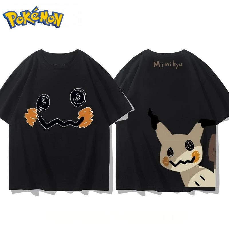 Men's New Pokémon Mimikyu Front and Rear Printed T-shirt Men's and Women's Summer New Loose Casual Versatile Short-sleeved Top