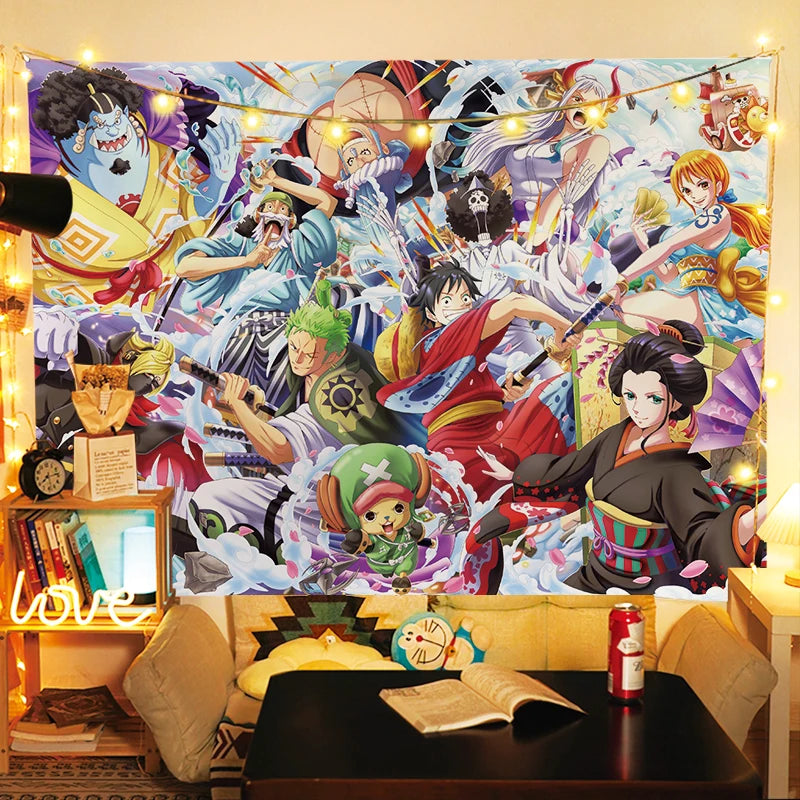 One Piece Luffy Anime Wall Tapestry – Room Decor 🏴☠️🖼️