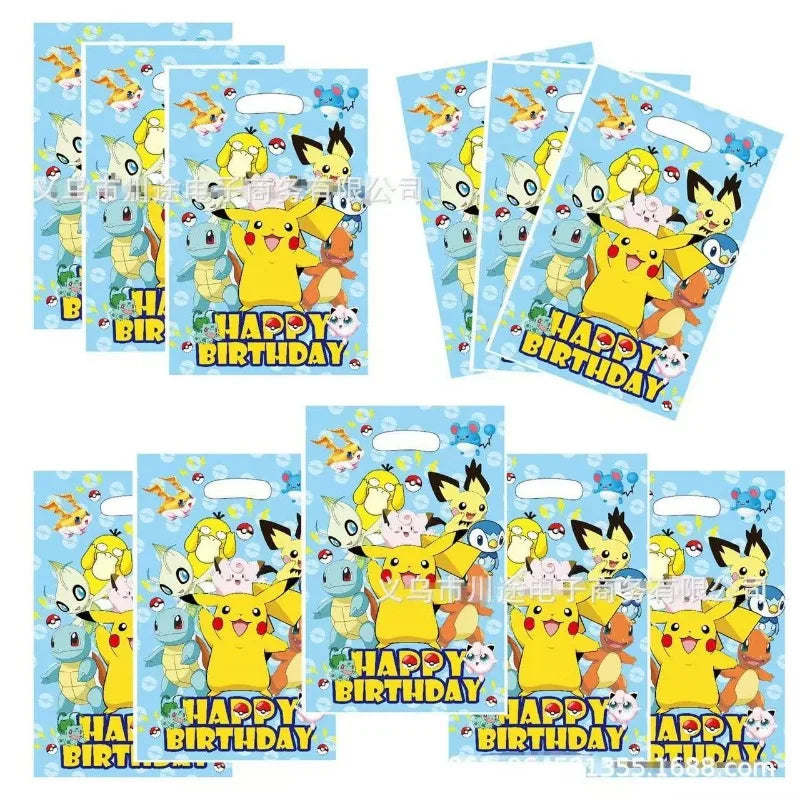 Pikachu Theme Party Disposable Gift Bag, Candy Bag, Children's Party Decoration and Organizing Supplies