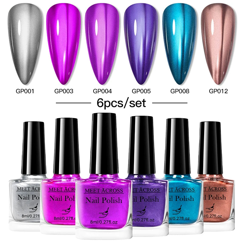 6pc Mirror Chrome Nail Polish Set