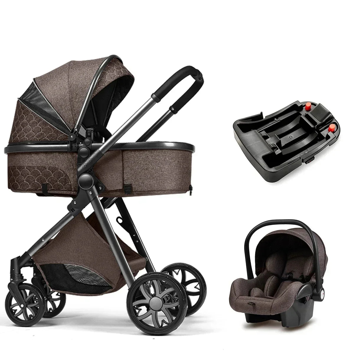 3in1 High Landscape Baby Stroller with car seat Newborns Infant Portable Baby Carriage ISOfix Base Multi functional strollers