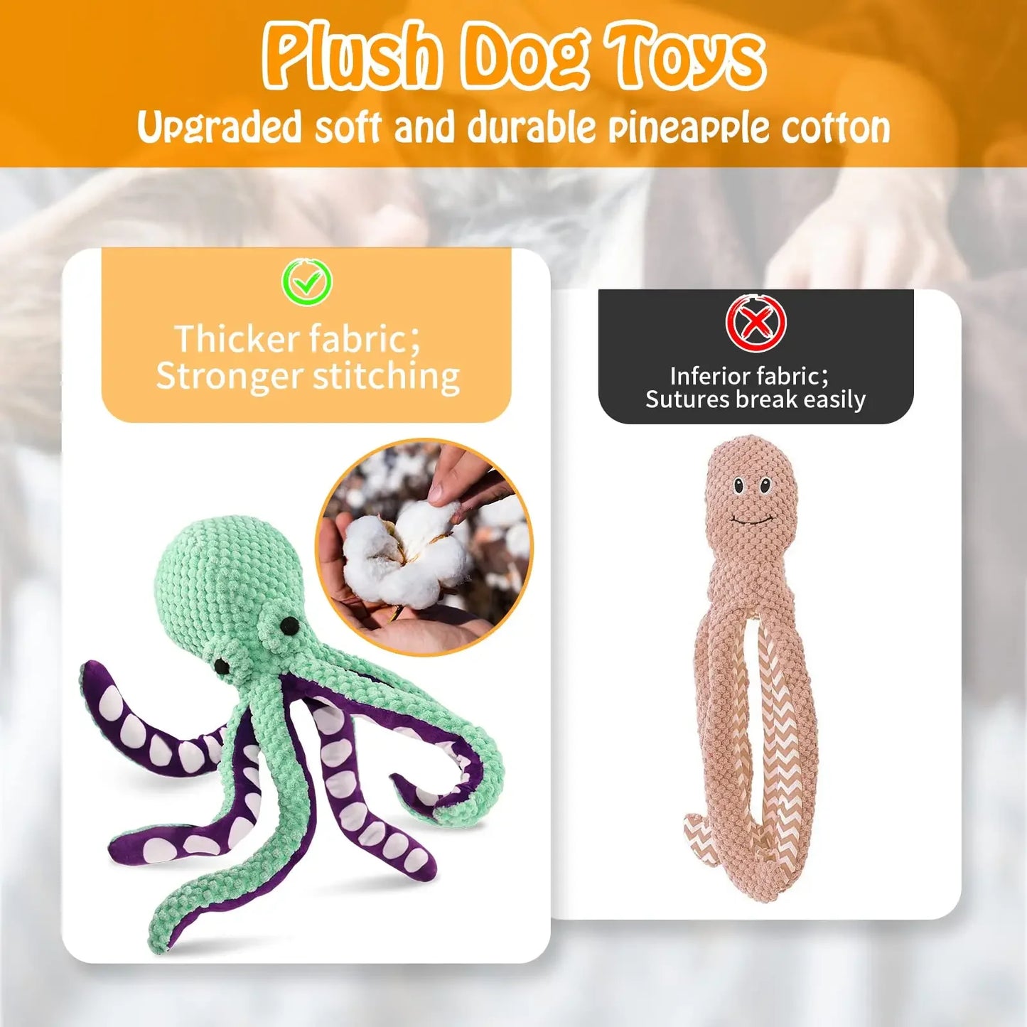 Squeaky Octopus Plush Dog Toy: Interactive Soft Chew Toy for Teeth Cleaning & Anxiety Relief