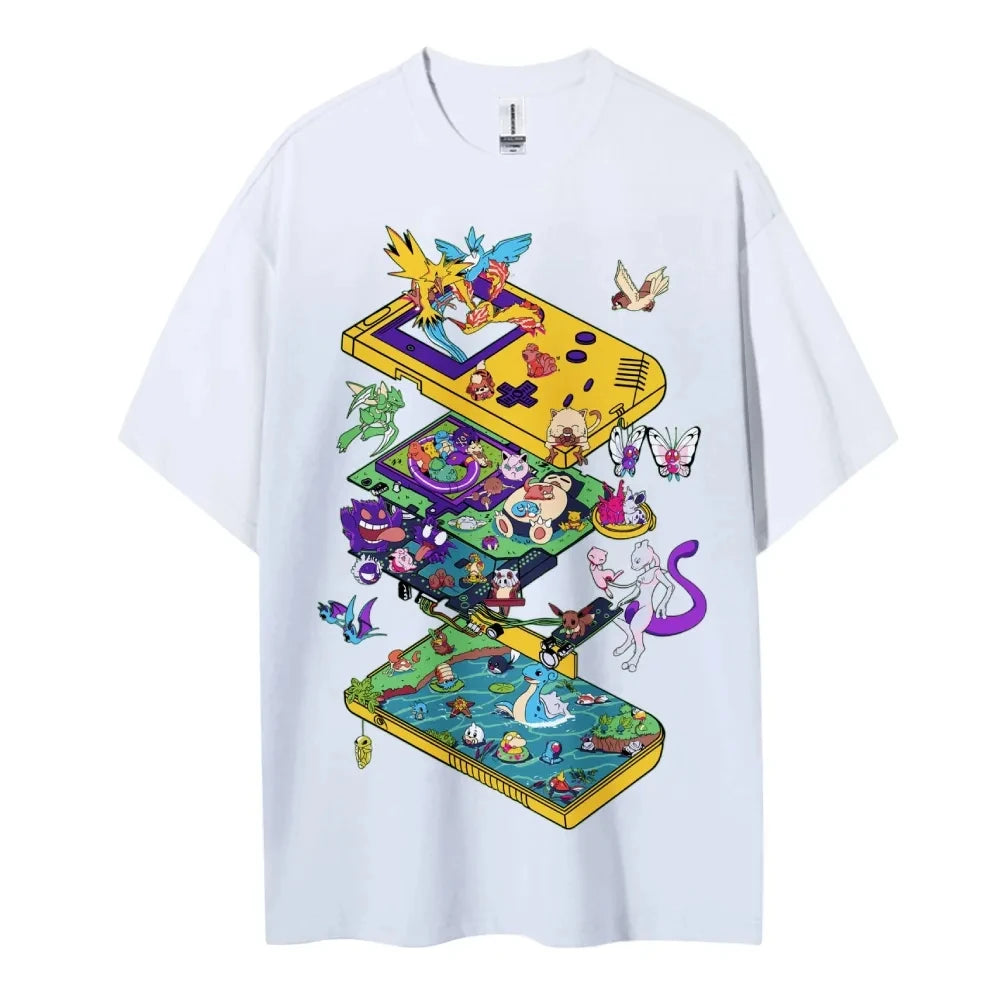 Pokemon T-shirt Men's Pure Cotton Casual Round Neck T-shirt Short Sleeve Clothing Summer Sports Casual Short Sleeve Top