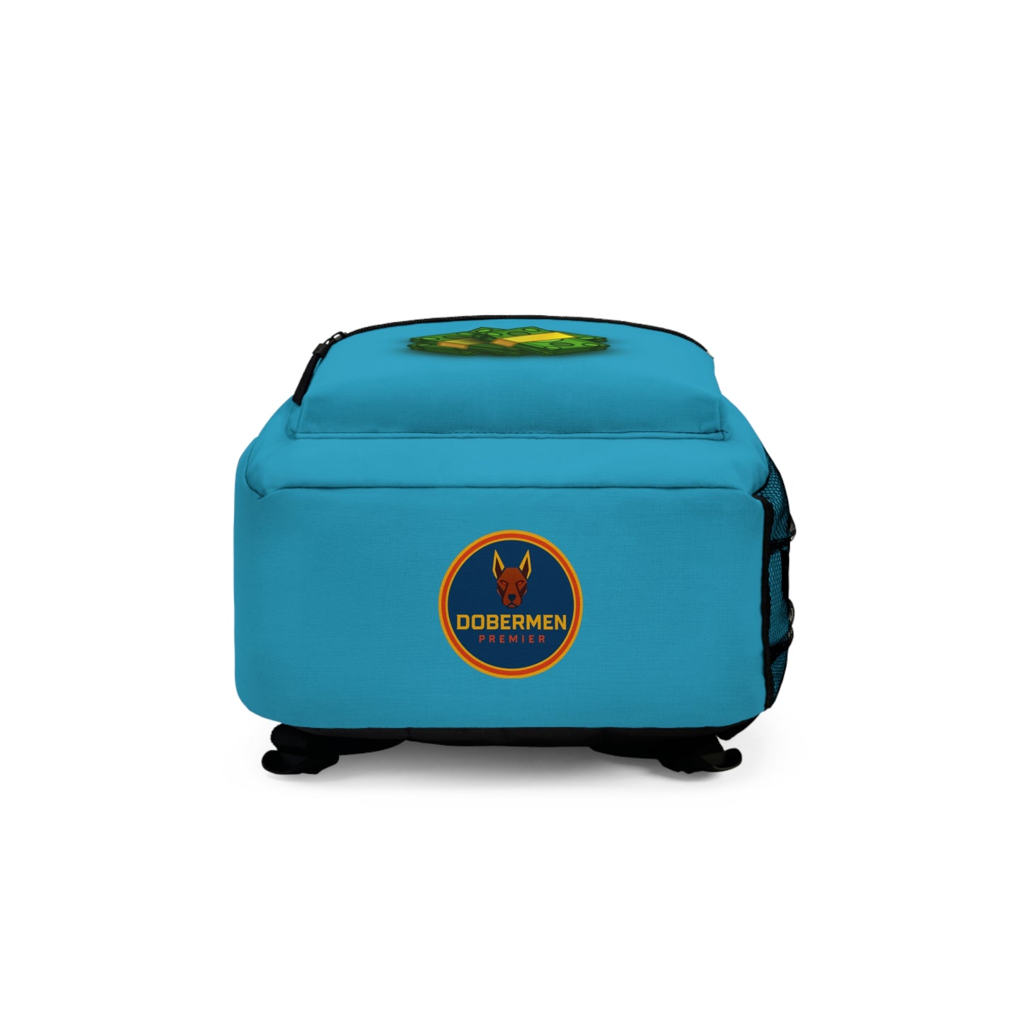 Rear view of turquoise Premium Roblox bag showing padded straps and ergonomic support dobermenpremier.com