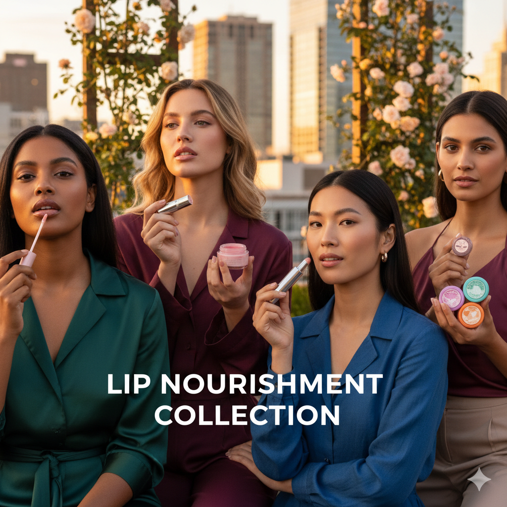 Collection of high-quality lip tints and long-lasting stains in various natural shades at Dobermen Premier.