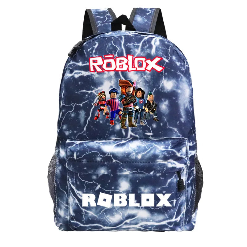 Large capacity Roblox school backpack featuring high-definition gaming graphics, multiple storage compartments, and ergonomic straps at Dobermen Premier.