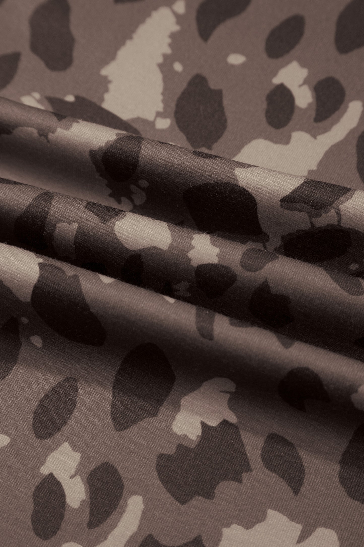 Beige Camo Print Wide Leg Casual Pants