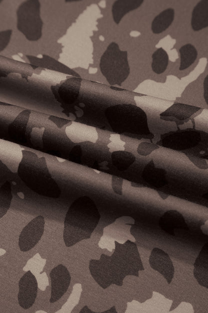Beige Camo Print Wide Leg Casual Pants