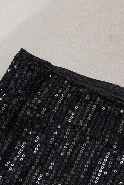 Black Sequin Wide Leg Pants