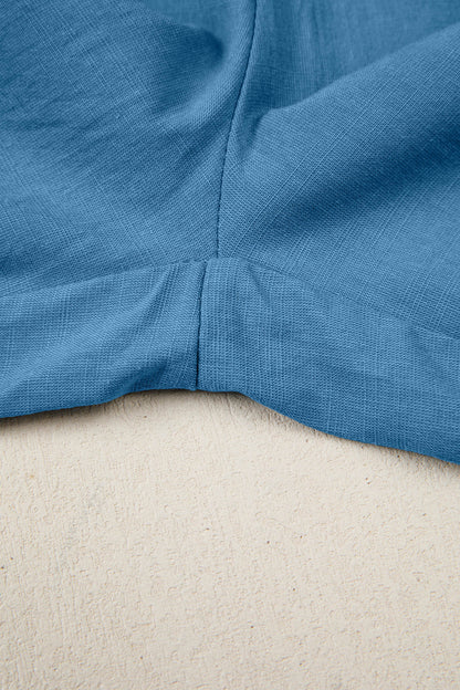 Prussian Blue Smocked Waist Casual Jogger Style Pants