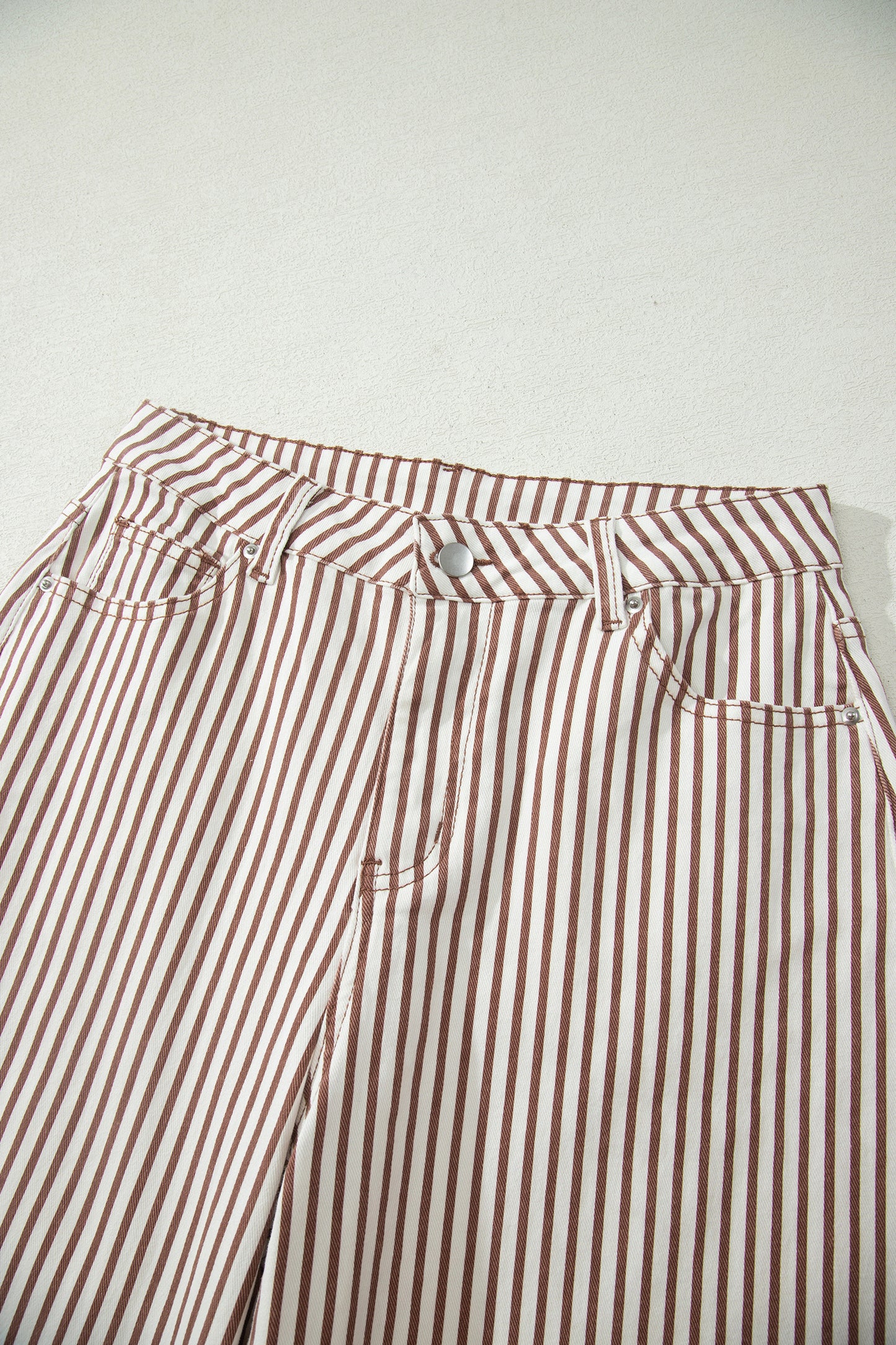 Khaki Stripe Casual Barrel Jeans