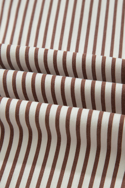 Khaki Stripe Casual Barrel Jeans