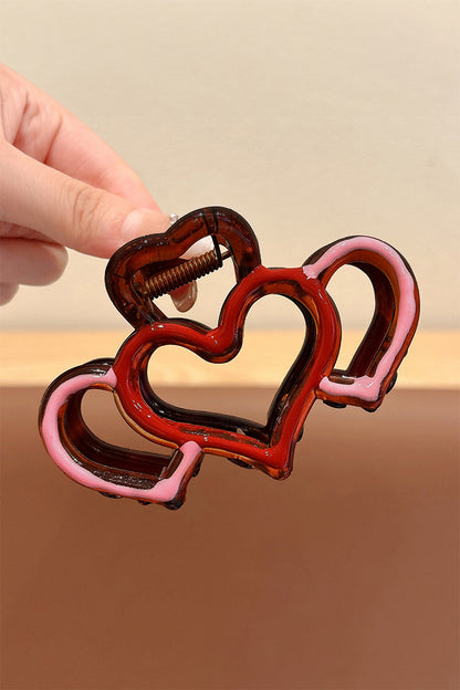 Bonbon Hollowed Heart Design Color Contrasted Acrylic Hair Claw Clip