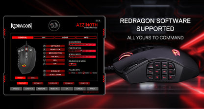 Redragon M921 MMO Gaming Mouse 12400 DPI High Precision Wired RGB Mice 18 Programmable Buttons, 12 Side Macro Keys