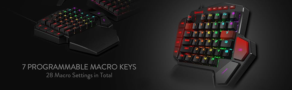 Redragon K585 Wired DITI One-Handed RGB Mechanical Gaming 42 Keys Type-C Gaming Hot-Swappable Wrist Rest Keyboard