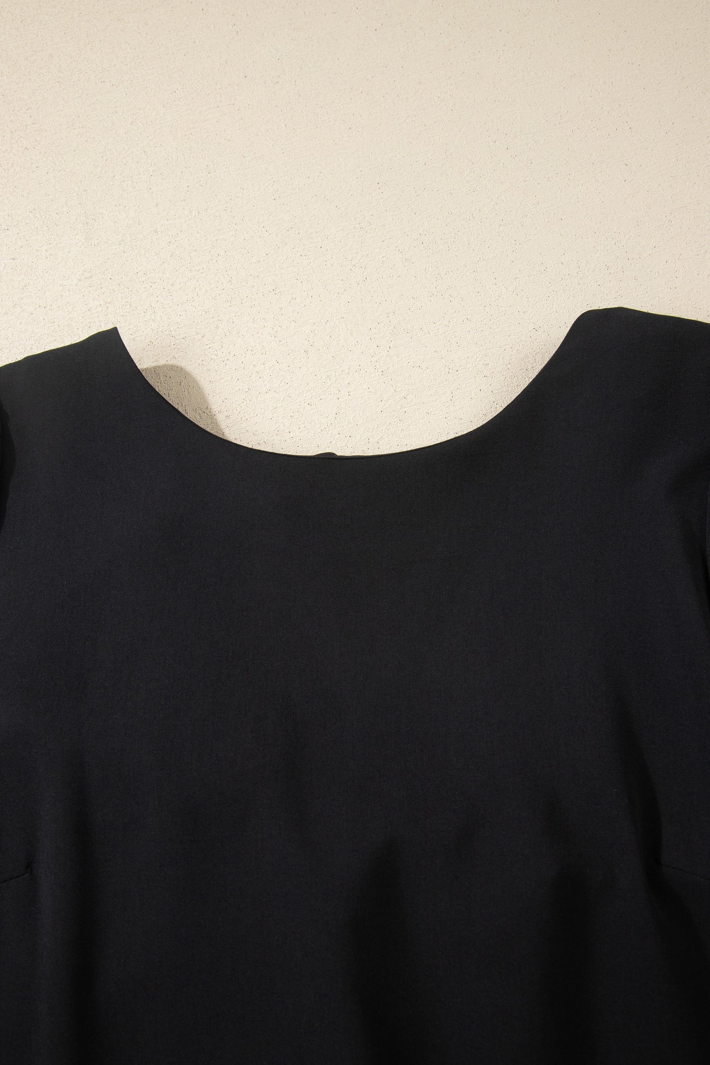 Black Bow Decor Backless Short Sleeve Shift Mini Dress