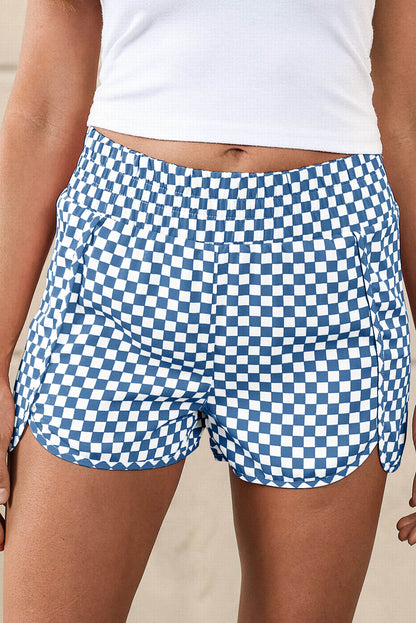 Light Blue Leopard High Waisted Athletic Shorts
