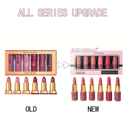 6 Colors Glitter Matte Lipstick.