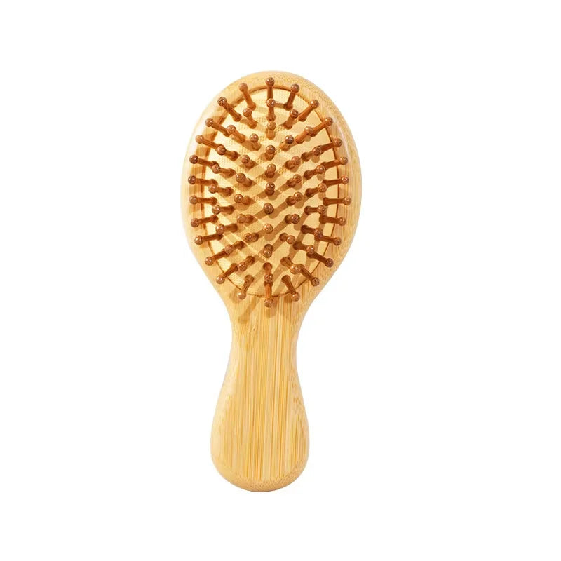 1/2 Pieces Mini Bamboo/Wooden Air Cushion Hair Brush Set - Portable Travel Hair Brush