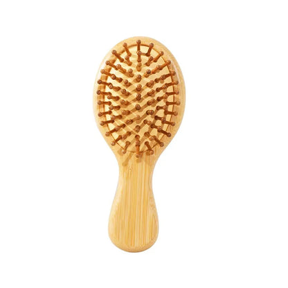 1/2 Pieces Mini Bamboo/Wooden Air Cushion Hair Brush Set - Portable Travel Hair Brush